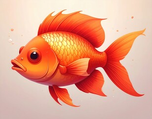Vibrant orange fish in profile view