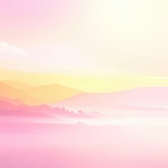 Misty mountain sunrise, soft pastel hues