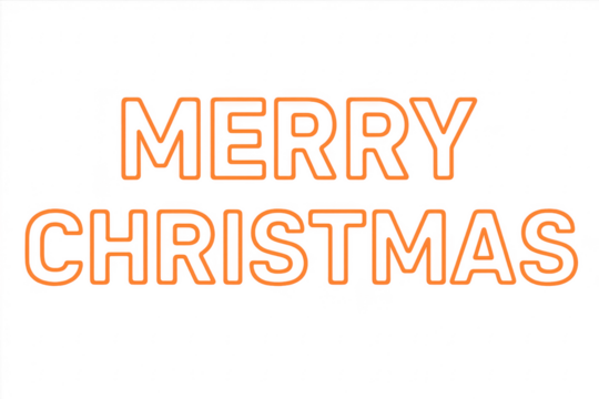 Merry christmas text orange outline typography message