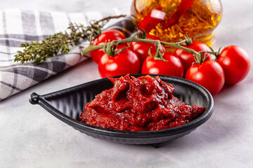 Red organic fresh tomato paste