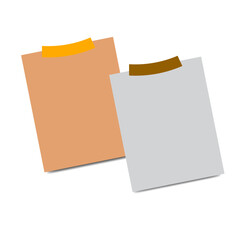 Paper color sticky post it note with red pushpin isolated on transparent background