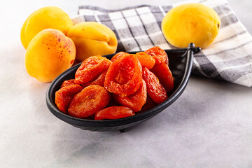 Dry sweet ripe apricots heap