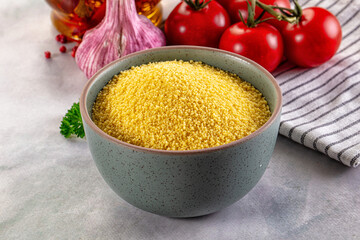 Vegan cuisine - raw dry couscous