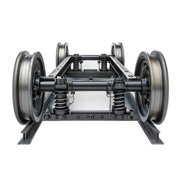 Train bogie isolated on transparent background, a crucial component for rail transport