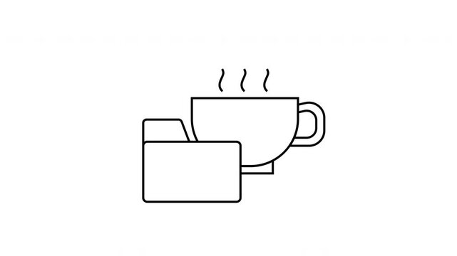 sketch of folder icon and hot coffee cup icon
