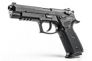 Black pistol isolated on white background