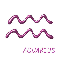 3d aquarius zodiac sign Astrology clipart Element for design