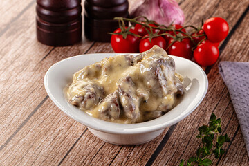 Beef stroganoff stew meat with cream