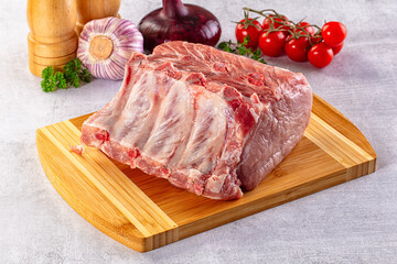 Raw pork loin with bone