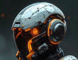 Futuristic helmet close-up