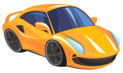 Fototapeta premium Cartoon street racing car vehicle on white background illustration for children