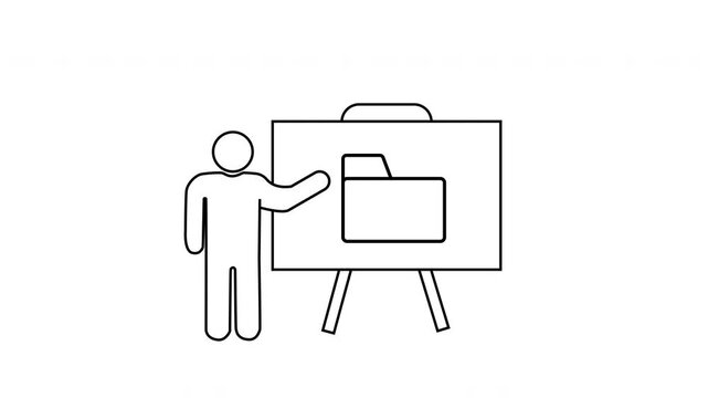 sketch of folder icon and presentation person icon