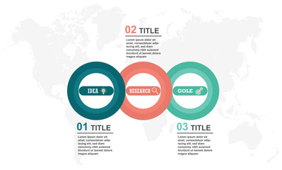 Naklejka premium Business infographics process. Timeline infographics with 3 steps.