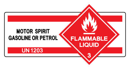 Obraz premium Motor Spirit Gasoline Or Petrol UN 1203 Symbol Sign, Vector Illustration, Isolate On White Background, Label.EPS10