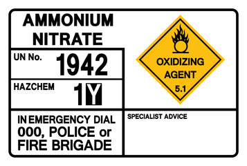 Ammomium Nitrate UN 1942 Symbol Sign, Vector Illustration, Isolate On White Background, Label.EPS10