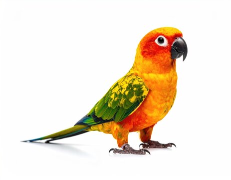 Colorful parrot profile against white