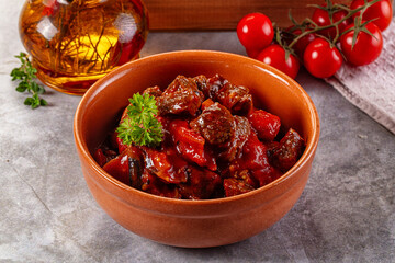 Roasted beef meat with vegetables