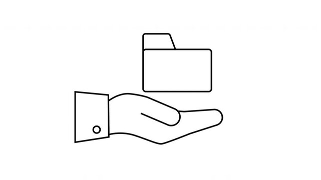sketch of folder icon and hand icon