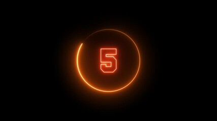 Futuristic neon countdown timer from 10 to 0 seconds, glowing hud sci-fi digital clock, abstract circle animation interface for modern technology displays - Powered by Adobe