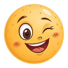 Fototapeta premium A playful winking face emoji isolated on white background, conveying flirtation, humor, mischief,