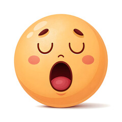 Fototapeta premium A yawning face emoji isolated on white background, representing tiredness, boredom, sleepiness, exhaustion