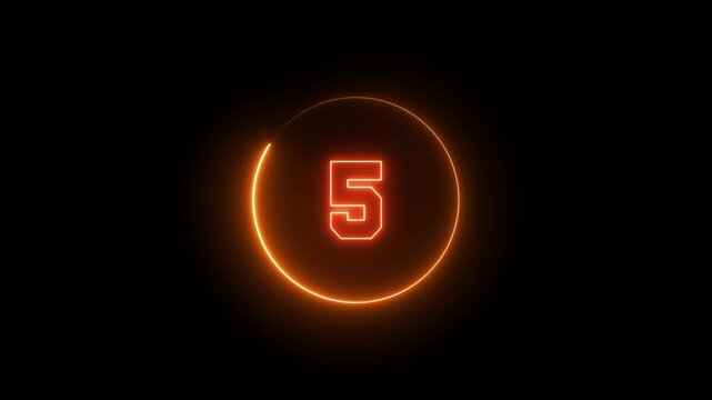 Futuristic neon countdown timer from 10 to 0 seconds, glowing hud sci-fi digital clock, abstract circle animation interface for modern technology displays - Powered by Adobe