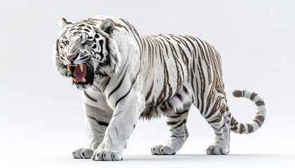 Naklejka premium White tiger, ferocious stance