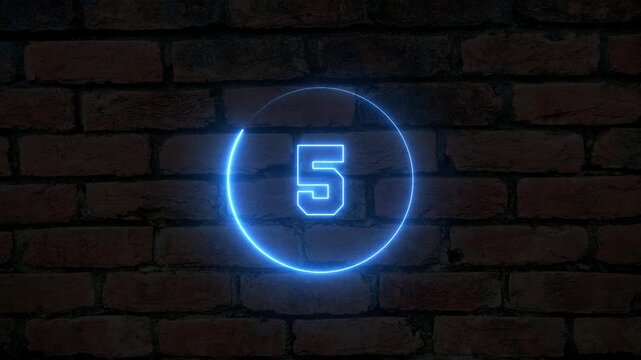 Glowing futuristic hud countdown clock, neon sci-fi timer animation, abstract circle digital interface design from 10 to 0 seconds