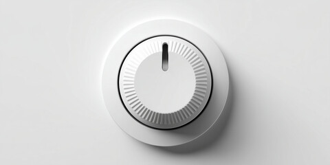 White knob dial control on minimalistic background  