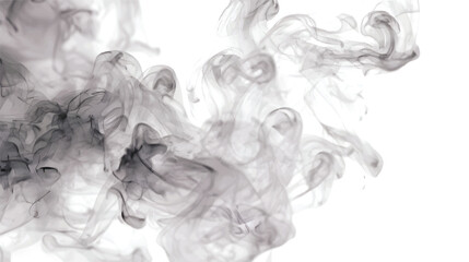 Abstract smoke patterns in shades of gray on a white background