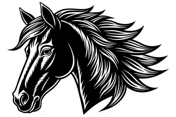 Vector art of horse head with made in black and white