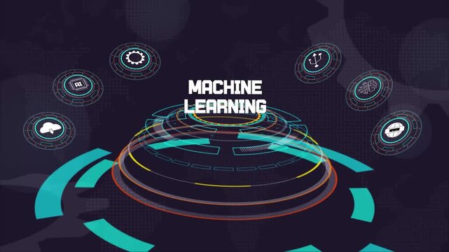 Machine learning concept, futuristic ai background, digital data science visualization, artificial intelligence, innovation technology