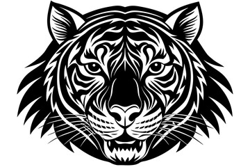 Fototapeta premium Vector art of black and white vector illustration of a tiger head