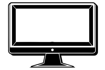 Vector art of computer monitor in black and white style