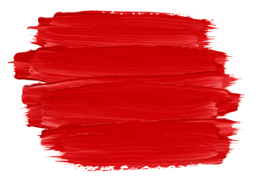 Red paint brush strokes isolated on transparent background