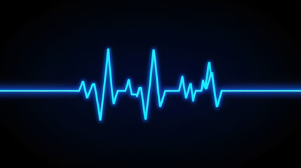 Electric blue heartbeat line pulsing on dark background pulse cardiogram