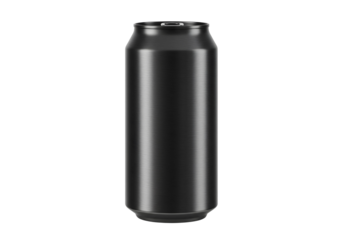 Sleek metallic beverage can isolated on transparent background