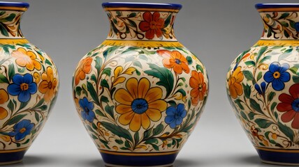 Traditional Italian ceramic vase showcasing vibrant hand-painted design, authentic artisan pottery, decorative home accent, Tuscan-inspired elegance, perfect for floral arrangements, interior d&eacute;cor, a