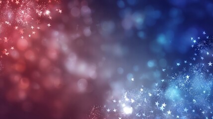 Fototapeta premium Elegant abstract gradient transitioning from warm red to cool blue with soft bokeh and starburst light effects,
