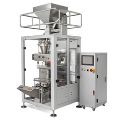 Vertical form fill seal machine isolated on transparent background