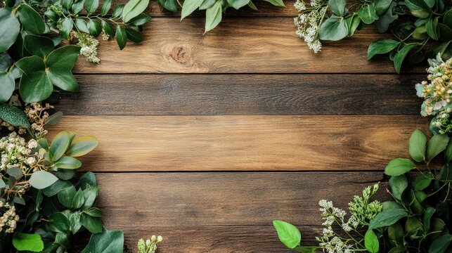 Rustic Retirement Banner - wooden textures, handwritten font, greenery border, peaceful countryside feel - Powered by Adobe
