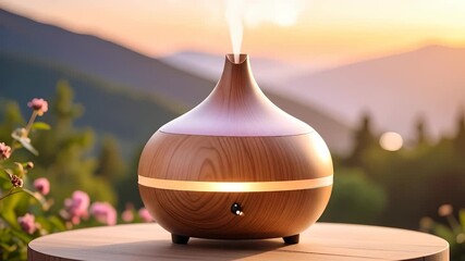 Elegant aromatherapy diffuser emitting mist, promoting wellness and relaxation - Powered by Adobe