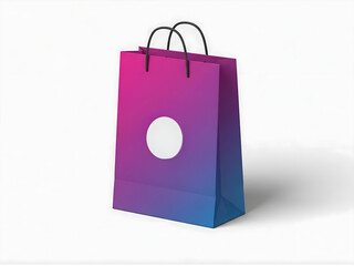 Modern gradient shopping bag mockup with blank circle