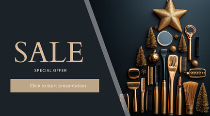 The concept of discounts for the hairdresser's day, created with the help of Generative AI technology.