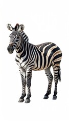 Zebra standing profile against white background