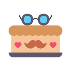 Decorated cake with hearts mustache and glasses