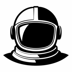 Fototapeta premium Black and white vector illustration of an astronaut helmet, space suit headgear for cosmic exploration and science fiction design