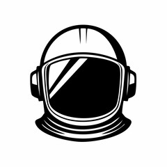 Fototapeta premium Monochrome vector illustration of an astronaut's space helmet with reflective visor, symbolizing cosmic exploration, future technology, and science.