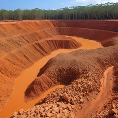 Bauxite mine raw bauxite on surface