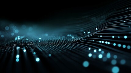 A modern digital background with deep blue gradient and abstract elements,